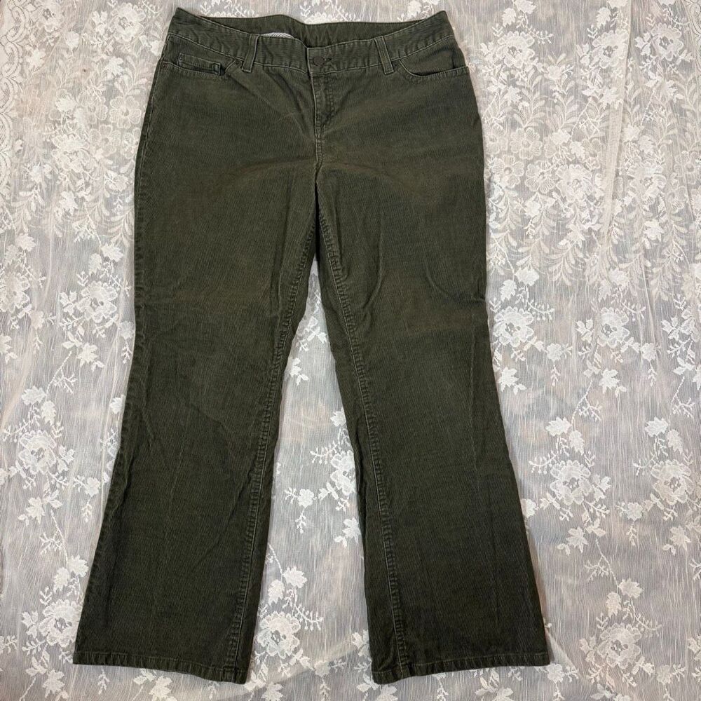 L.L. Bean Favorite Fit Corduroy Pants – Olive Green | Bootcut | Women’s 14 Petit